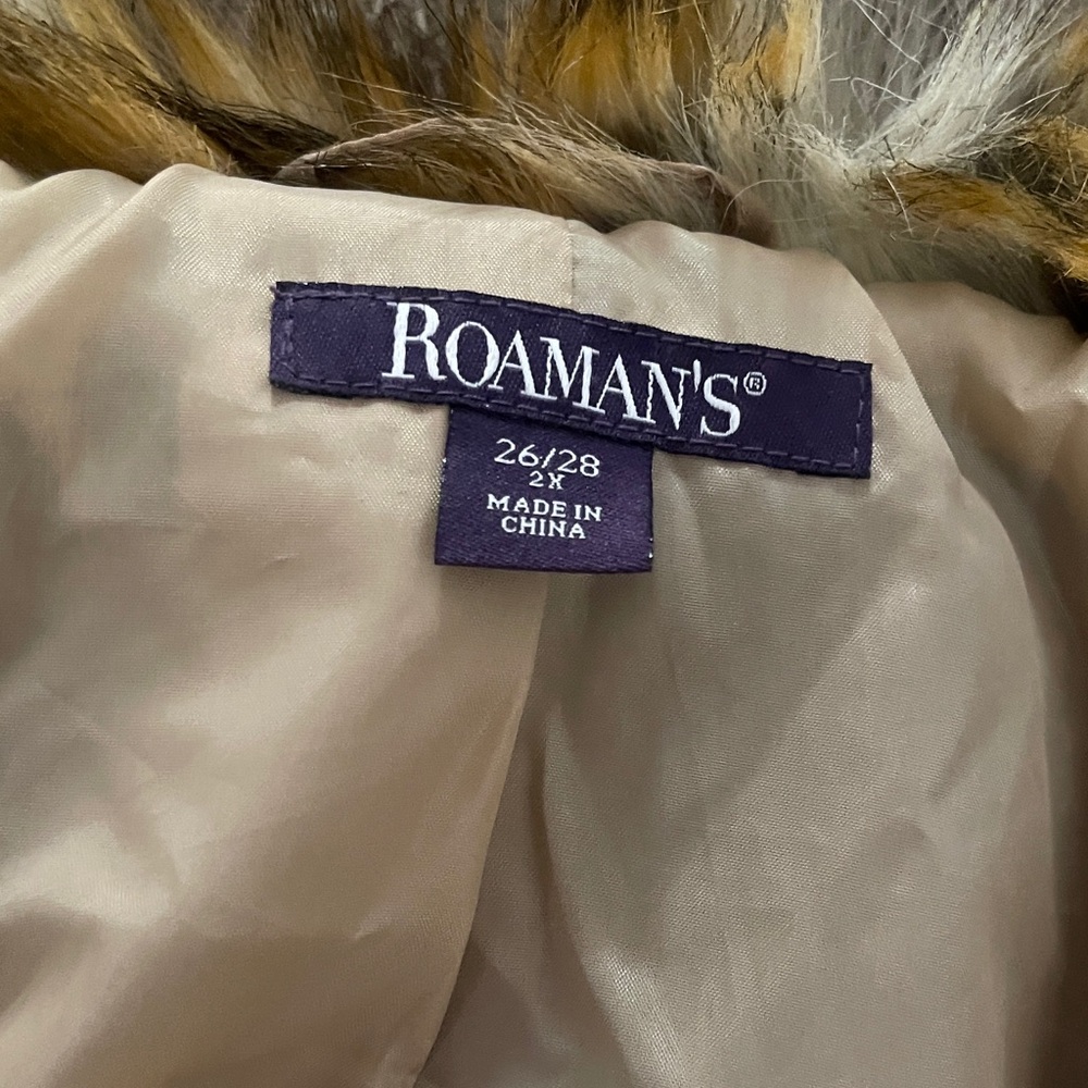 Roaman's Women's Tan Trench Coat with Faux Fur